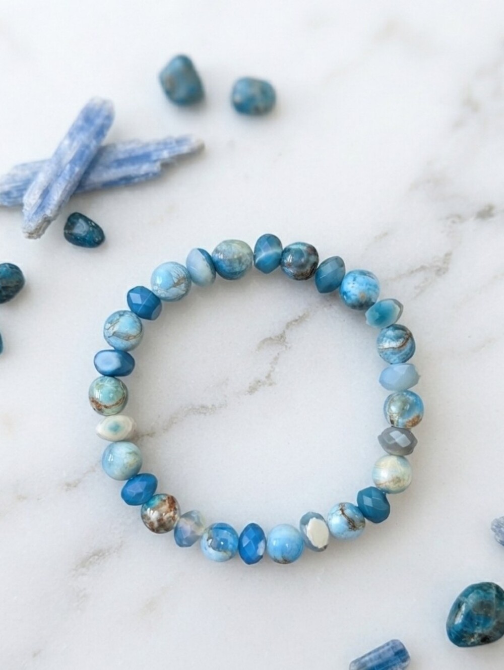 Striped Agate/Apatite Bracelet